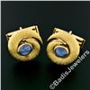 Image 2 : Vintage 14kt Yellow Gold Oval Blue Star Sapphire Florentine Swirl Cuff Links