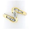 Image 4 : 14kt Yellow Gold 0.70 ctw Marquise Diamond Solitaire Bypass Ring w/ Baguette Acc