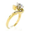 Image 5 : 14kt Yellow Gold 0.70 ctw Marquise Diamond Solitaire Bypass Ring w/ Baguette Acc