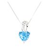 Image 2 : 3.10 ctw Blue Topaz and Diamond Heart Shaped Pendant with Chain - 14KT White Gol