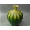 Image 1 : GREEN & YELLOW MAJOLICA GLAZE BOTTLE NECK VASE #1332909