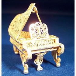 Antique, miniature, silver metal grand piano #1349723
