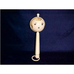 Celluloid Rattle, Long Handled Blonde Haired #1349832