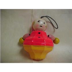 Celluloid Rattle,  Rolie Polie With Wooden Bead#1349833