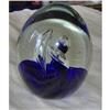 Image 1 : Large Maritime Cobalt and Crystal Paperweight #1350100