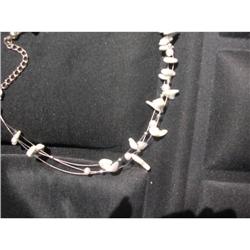  VINTAGE MOTHER OF PEARL & SILVER  NECKLACE #1350328