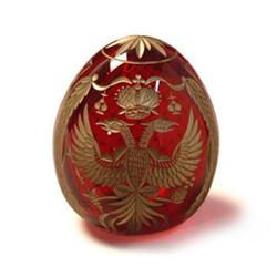 Russian Glass Egg w/Etched Design #1350342