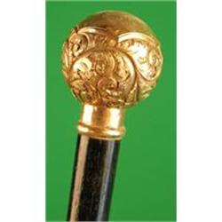 Wood Cane / Walking Stick  Decorative Brass #1350343