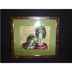 Antique Needlepoint of  a King Charles Spaniel #1367631