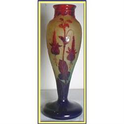 LA VERRE FRANCAIS CAMEO GLASS FUCHSIA VASE #1367634