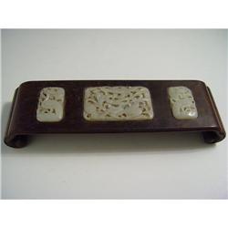 Chinese carved Hardwood  brush holder #1420176