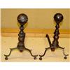 Image 1 : old 19c Chippendale Andirons Fireplace English #1420370