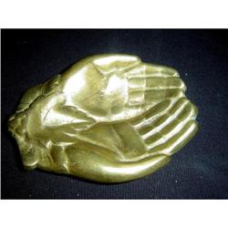 Antique Brass Footed Trinket Tray #1420406