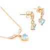 Image 2 : Plated 18KT Yellow Gold 3.10ctw Blue Topaz and Diamond Pendant with Chain and Earrings