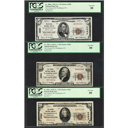 1929 $5/10/20 Citizens NB Washington, PA CH# 3383 National Currency Notes PCGS VF30