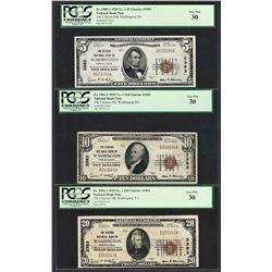 1929 $5/10/20 Citizens NB Washington, PA CH# 3383 National Currency Notes PCGS VF30