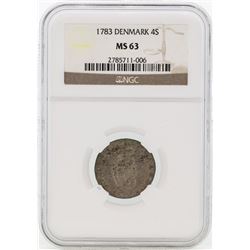 1783 Denmark 4 Skilling Coin NGC MS63