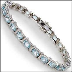 Plated Rhodium 12.55ctw Blue Topaz Bracelet