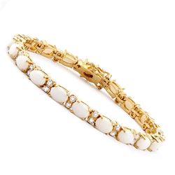 Plated 18KT Yellow Gold 9.10ctw Opal and Diamond Bracelet