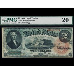 1869 $2 Legal Tender Note PMG 20