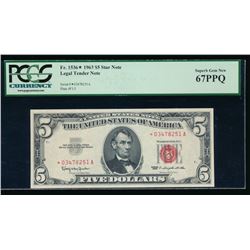 1963 $5 Legal Tender STAR Note PCGS 67PPQ