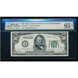 1928 $50 Philadelphia Federal Reserve Note PMG 65EPQ