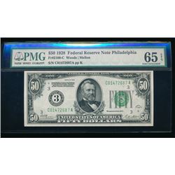 1928 $50 Philadelphia Federal Reserve Note PMG 65EPQ