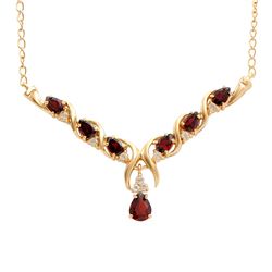 Plated 18KT Yellow Gold 3.50ctw Garnet and White Topaz Pendant with Chain