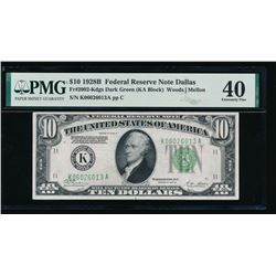 1928B $10 Dallas Federal Reserve Note PMG 40