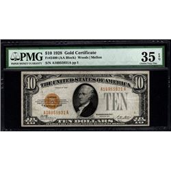 1928 $10 Gold Certificate PMG 35EPQ