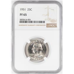 1951 Proof Washington Quarter Coin NGC PF65