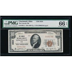 1929 $10 Cincinnati National Bank Note PMG 66EPQ