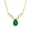 Image 1 : Plated 18KT Yellow Gold 3.55ct Green Agate and Diamond Pendant with Chain