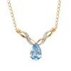 Image 1 : Plated 18KT Yellow Gold 4.75ctw Blue Topaz and Diamond Pendant with Chain