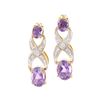 Image 1 : Plated 18KT Yellow Gold 2.72ctw Amethyst and Diamond Earrings