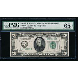 1928 $20 Richmond Federal Reserve Note PMG 65EPQ