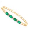 Image 1 : Plated 18KT Yellow Gold 3.00ctw Green Agate and Diamond Bracelet