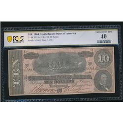 1864 $10 Confederate States of America T-68 PCGS 40