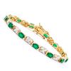 Image 1 : Plated 18KT Yellow Gold 4.50ctw Green Agate and Diamond Bracelet