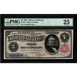 1891 $5 Silver Certificate PMG 25