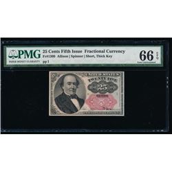 25 Cent Fifth Issue Fractional Note PMG 66EPQ