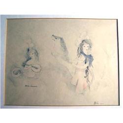 LAURENCIN Eventail Aux Deux Figures Litho #1333201