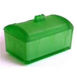 Green TREASURE CHEST Satin Glass Dresser Jar #1333434