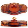 Image 1 : Cambridge Glass Amber Etched Dresser Compact #1333487