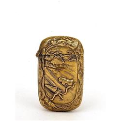 Old Japanese Gilt Metal Dragon Match Safe #1333782