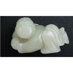 Chinese carved Celadon jade kid #1333895