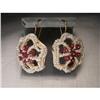 Image 1 : 18K Pink Gold Handmade Ruby Seed Pearl Earrings#1350911