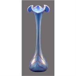 Czech Bohemian Blue Iridized Art Glass Vase #1367714