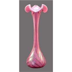 Czech Bohemian Pink Iridized Art Glass Vase #1367715