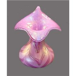 Czech Bohemian Pink Iridized Art Glass Vase #1367723